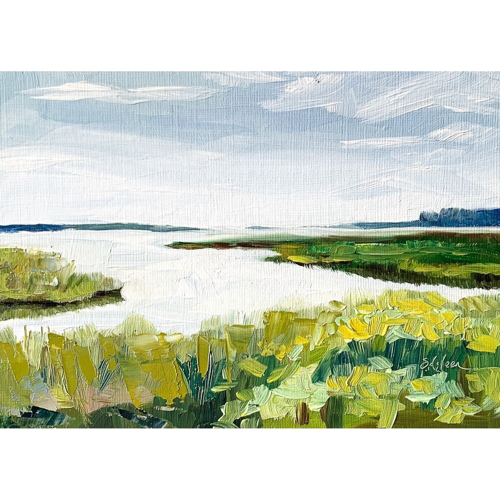 5.5 x 7.5 Original Oil Painting Marsh Landscape Impressionist Lowcountry Signed